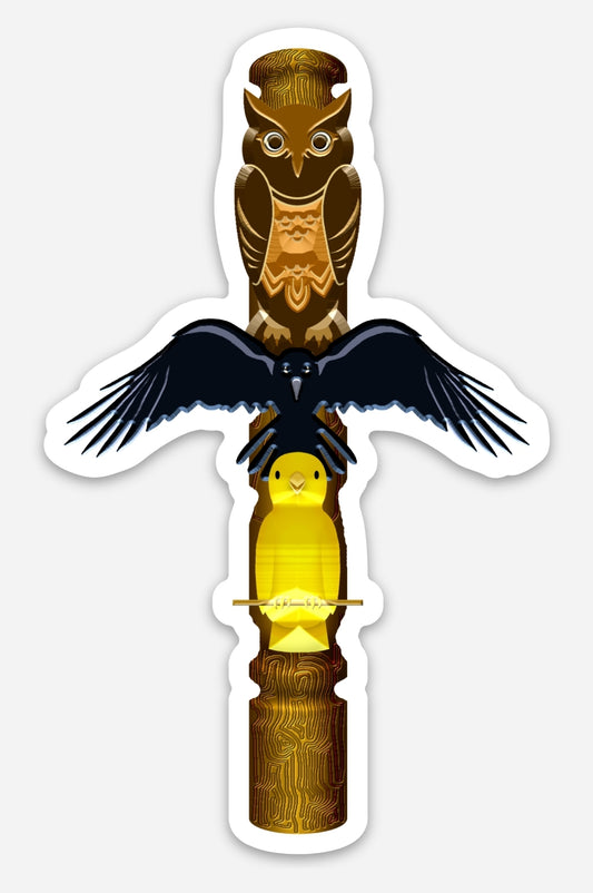Totem die cut sticker 2.45″ × 4″